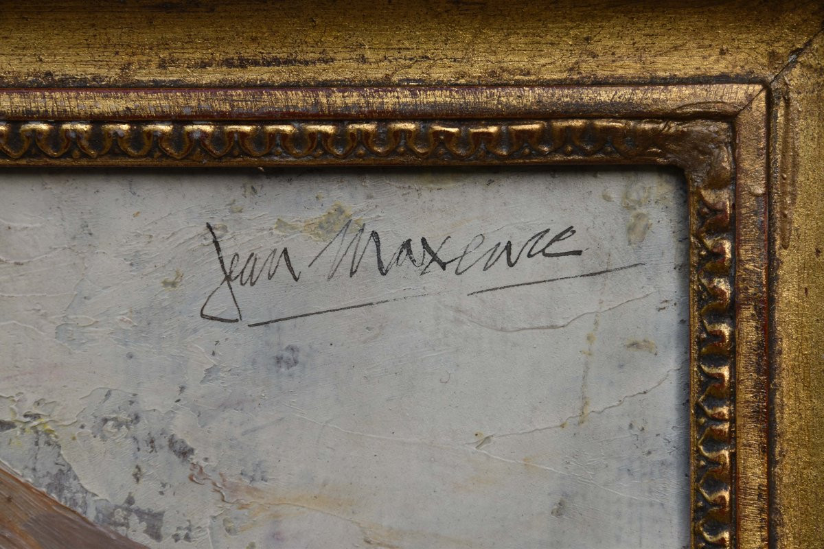 Jean MAXENCE "Femme à la robe bleue"  huile sur carton 46x38-photo-2